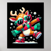 Kerst Rendier Jongens Dabbing Reindeer Santa Xma Poster (Voorkant)