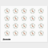 Kerst Rendier Krans Ronde Sticker (Vel)