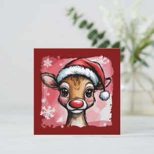 Kerst Rendier Kwaststreken Preppy Kerst Meisjesach Feestdagenkaart