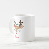 Kerst Rendier Lief Gezicht Koffiemok (Voorkant links)