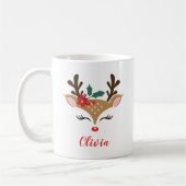 Kerst Rendier Lief Gezicht Koffiemok (Links)