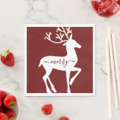 Kerst Rendier Merry Burgundy Servet (Insitu)