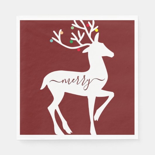 Kerst Rendier Merry Burgundy Servet (Voorkant)