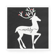 Kerst Rendier Merry Zwart Papier