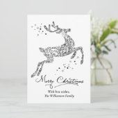 Kerst rendier minimalistisch zwart wit feestdagenkaart (Staand voorkant)