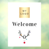 Kerst rendier modern bedrijfslogo welkom raamsticker (Vel 3)