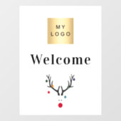 Kerst rendier modern bedrijfslogo welkom raamsticker (Vel)
