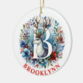 Kerst Rendier Monogram Letter B Aangepaste naam Keramisch Ornament (Links)