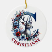 Kerst Rendier Monogram Letter C Aangepaste naam Keramisch Ornament (Voorkant)