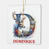 Kerst Rendier Monogram Letter D Aangepaste naam Keramisch Ornament (Links)