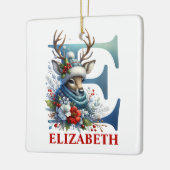 Kerst Rendier Monogram Letter E Aangepaste naam Keramisch Ornament (Links)