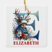 Kerst Rendier Monogram Letter E Aangepaste naam Keramisch Ornament (Voorkant)