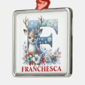 Kerst Rendier Monogram Letter F Aangepaste naam Metalen Ornament (Links)