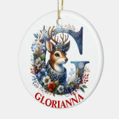 Kerst Rendier Monogram Letter G Aangepaste naam Keramisch Ornament (Links)