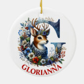 Kerst Rendier Monogram Letter G Aangepaste naam Keramisch Ornament (Achterkant)