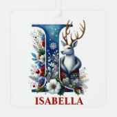 Kerst Rendier Monogram Letter I Aangepaste naam Metalen Ornament (Achterkant)