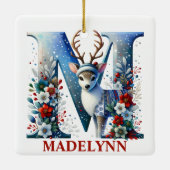 Kerst Rendier Monogram Letter M Aangepaste naam Keramisch Ornament (Achterkant)