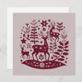 Kerst rendier Nordic Volkskunst Scandinavisch Feestdagenkaart (Voorkant / Achterkant)