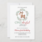 Kerst Rendier ONEderful Eerste Verjaardag Kaart (Voorkant)