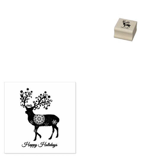 Kerst rendier ornament rubberstempel (Gestempeld)