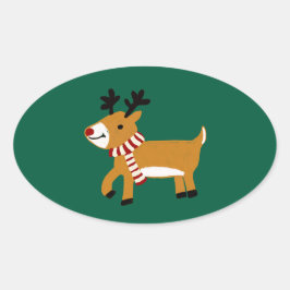 Kerst Rendier Ovale Sticker