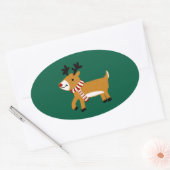 Kerst Rendier Ovale Sticker (Envelop)