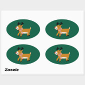 Kerst Rendier Ovale Sticker (Vel)
