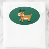 Kerst Rendier Ovale Sticker (Tas)