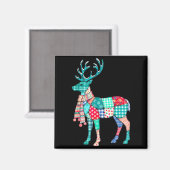 Kerst Rendier Patchwork Rendier Mannen Vrouwen Ki Magneet (Voorkant / Achterkant)