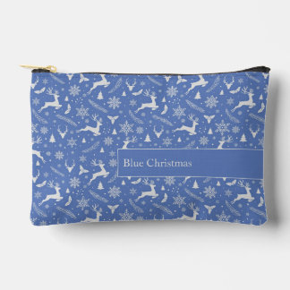 Kerst Rendier Patroon Blauw met Tekst Etui