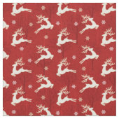 Kerst Rendier Patroon Goud Rood Stof (Close Up)