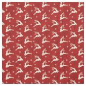 Kerst Rendier Patroon Goud Rood Stof (Swatch)