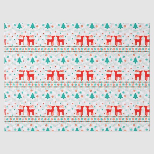 Kerst Rendier Patroon Tissue Papier Wrap (Voorkant)