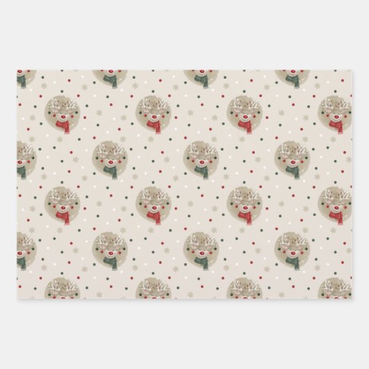 Kerst rendier & plaid inpakpapier vel (Voorkant)