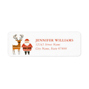 Kerst Rendier Retouradreslabels Etiket