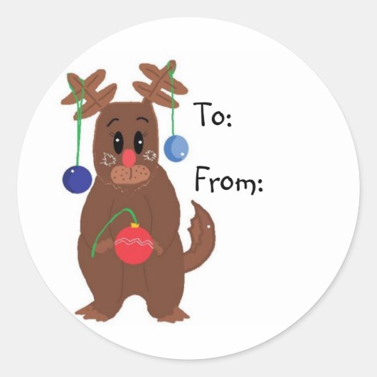 Kerst rendier ronde sticker (Voorkant)
