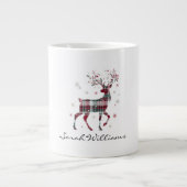 Kerst rendier rood buffelplaid grote koffiekop (Voorkant)