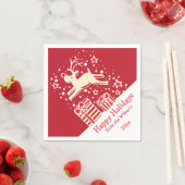 Kerst rendier rood crème geel papier servetten (Insitu)