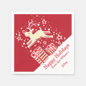 Kerst rendier rood crème geel papier servetten (Voorkant)