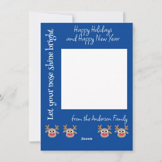 Kerst rendier Rudolph Fun Schattige Blauw Feestdagenkaart (Achterkant)