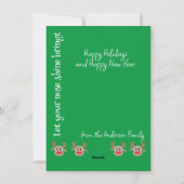 Kerst rendier Rudolph Fun Schattige Groen Feestdagenkaart (Achterkant)