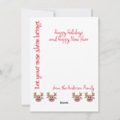 Kerst rendier Rudolph Fun Schattige Wit Feestdagenkaart (Achterkant)