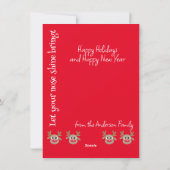 Kerst rendier Rudolph plezier Schattige rood Feestdagenkaart (Achterkant)