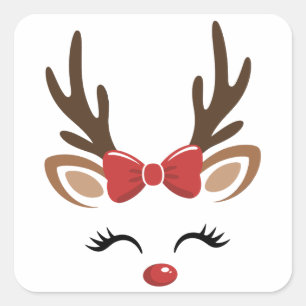 Kerst Rendier Schattig Vakantie Winter Vierkante Sticker