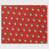Kerst Rendier Screwball Afbeeldingen Cadeaupapier (Vlak)