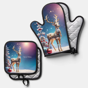 Kerst Rendier Sieraden Ovenwant & Pannenlap Set