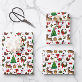 Kerst Rendier Sneeuwmannen Kerstcadeaus Inpakpapier Vel