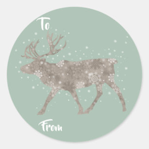 Kerst Rendier Sneeuwvlokken Cadeautag Stickers