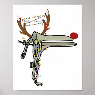 Kerst Rendier Speculum Verpleegster Obgyn Verlosku Poster
