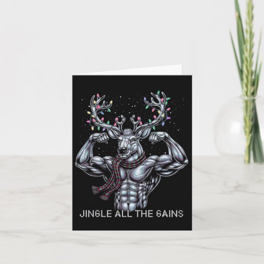 Kerst rendier sportschool workout jingle alle wins kaart (Voorkant)